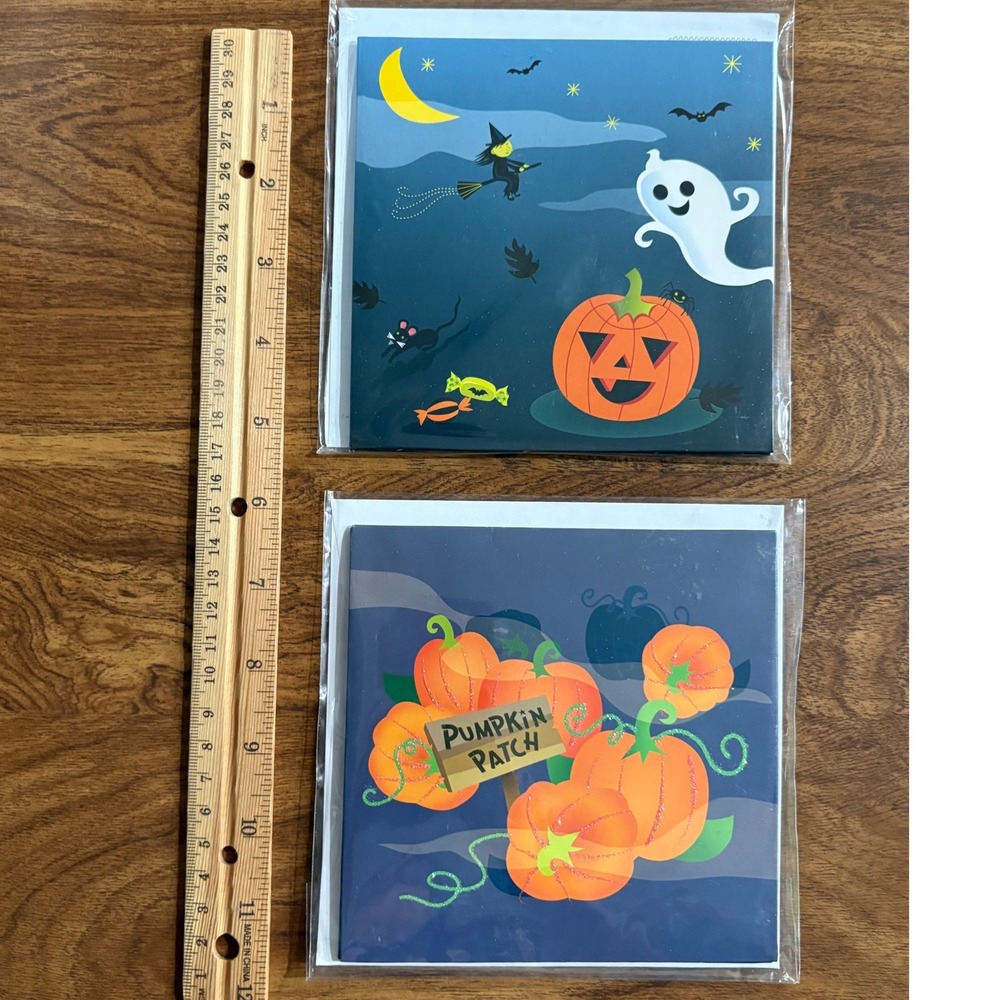 2 Halloween Pop Up Greeting‎ Cards Pumpkin Witch Ghost New Up With Paper - Picture 6 of 7